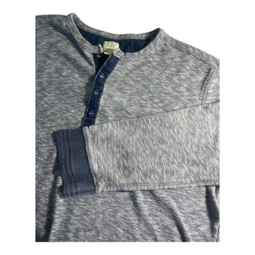 Lucky Brand Men Pullover XL Blue Grey Heathered‎ Henley Style Cotton